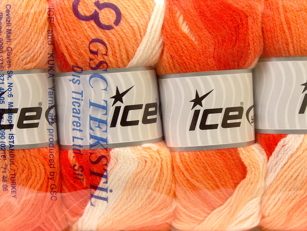 Rood|Oranje|Geel Zelfstrepende Garens 4x100gr