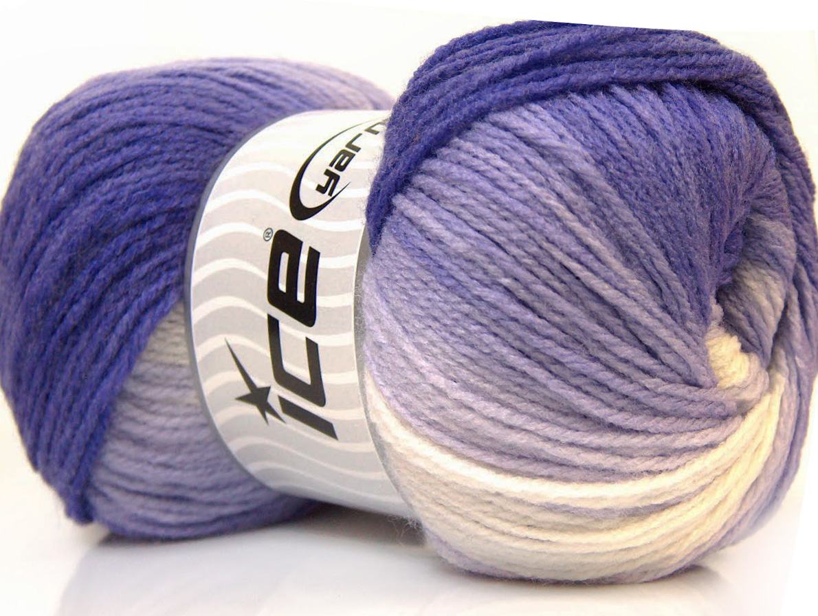 Wit|Paars|Lila Zelfstrepende Garens 4x100gr