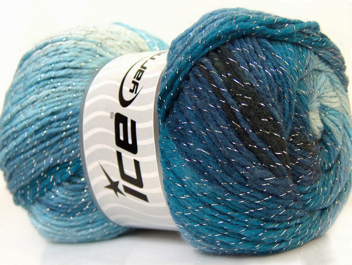 Zwart|Blauw|Wit|Zilver|Marineblauw Metallic Yarns 4x100gr