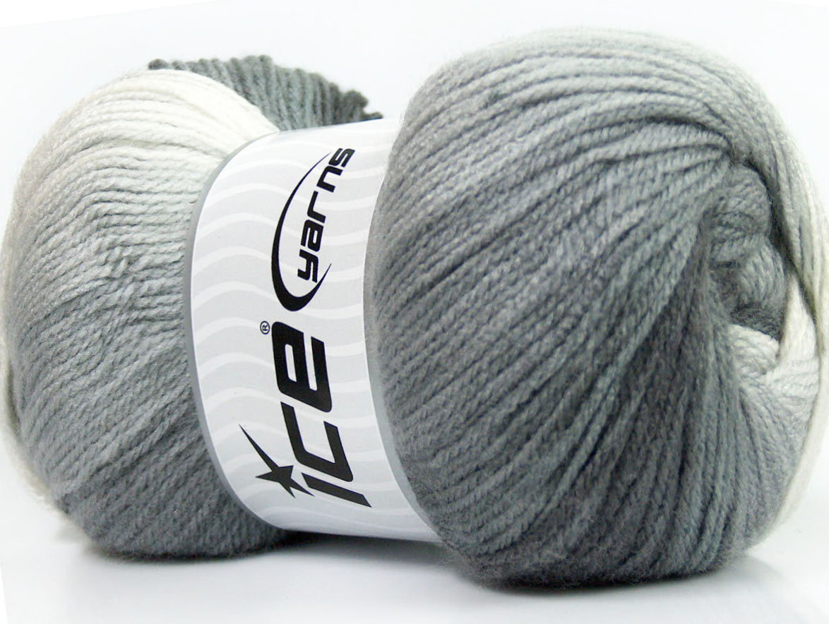 Wit|Grijs Tinten Zelfstrepende Garens 4x100gr