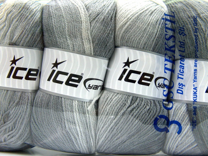 Wit|Grijs Tinten Zelfstrepende Garens 4x100gr