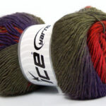 Bruin|Groen|Paars|Rood Herfst Winter Garens 4x100gr