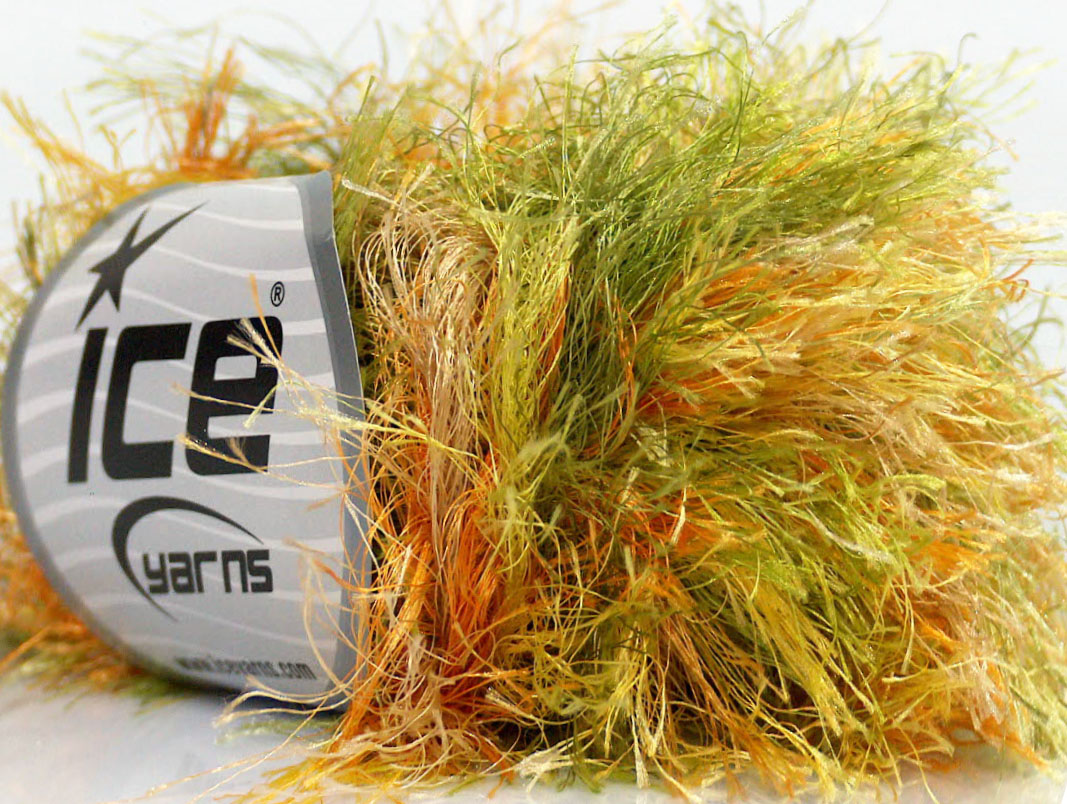 Groen|Oranje|Geel Eyelash Yarns 8x50gr