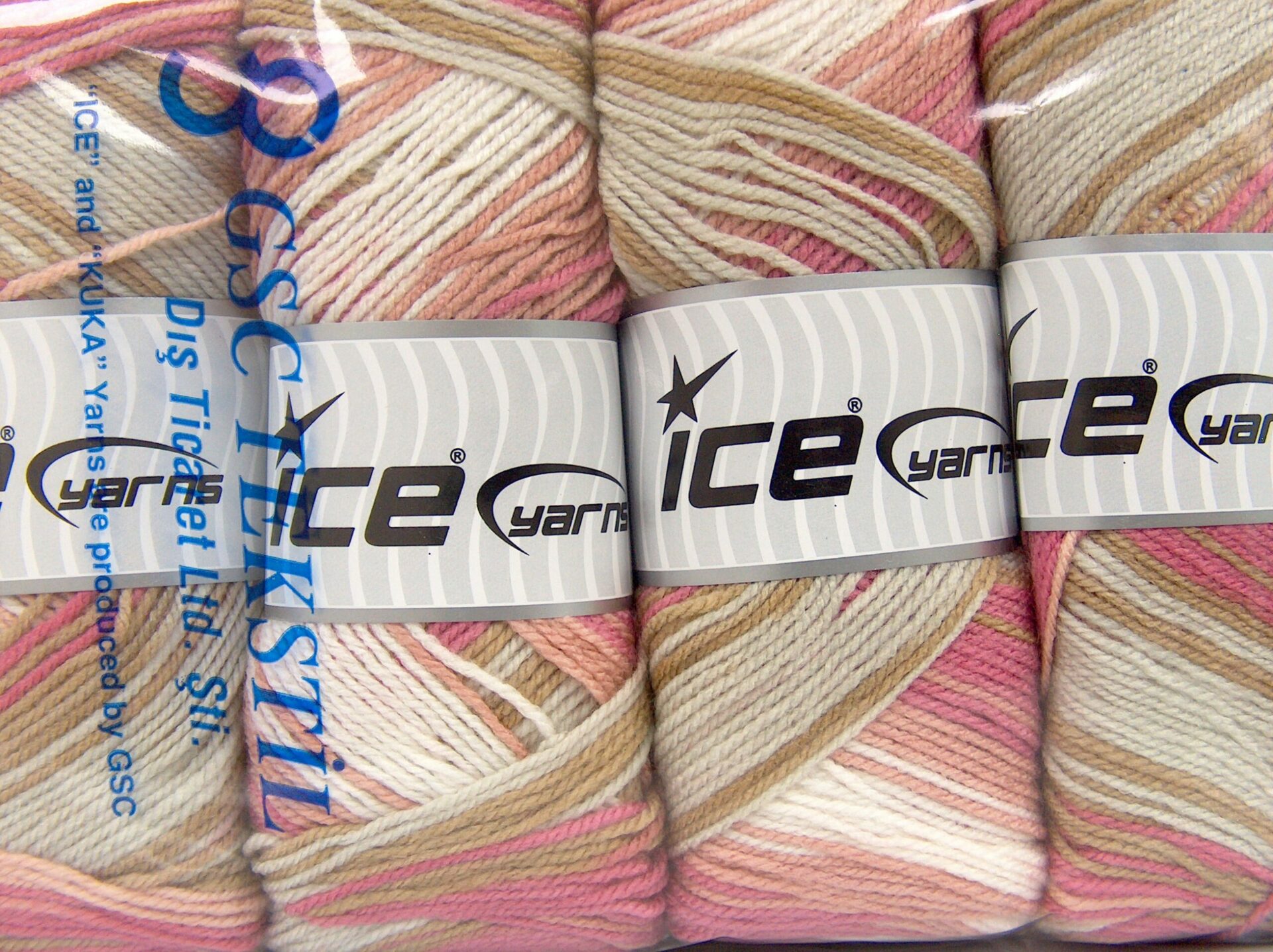 Wit|Roze tinten|Beige Baby Garens 4x100gr