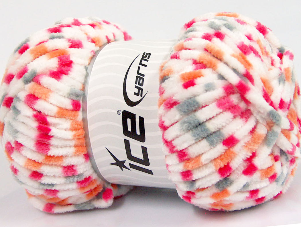 Roze|Wit|Oranje|Grijs Chenille Yarns 4x100gr