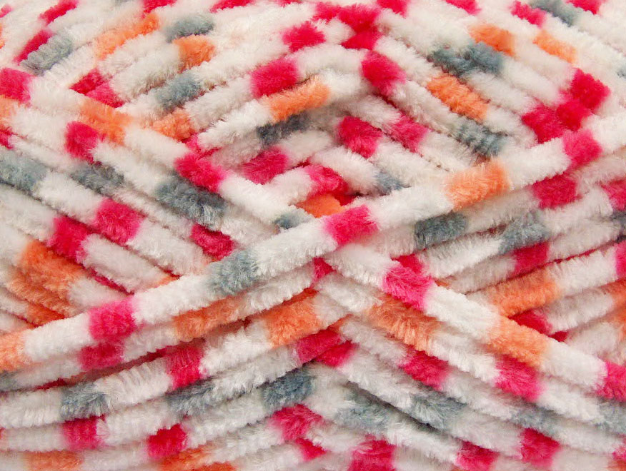 Roze|Wit|Oranje|Grijs Chenille Yarns 4x100gr