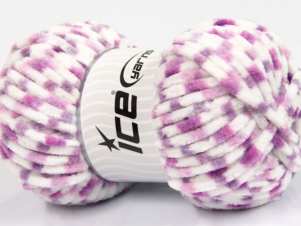 Wit|Lila tinten Chenille Yarns 4x100gr