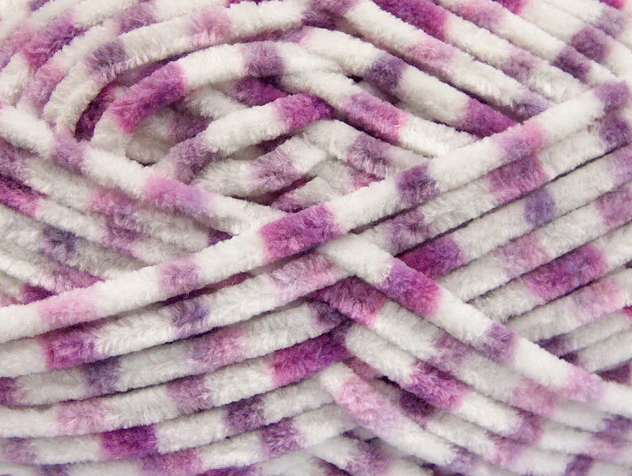 Wit|Lila tinten Chenille Yarns 4x100gr