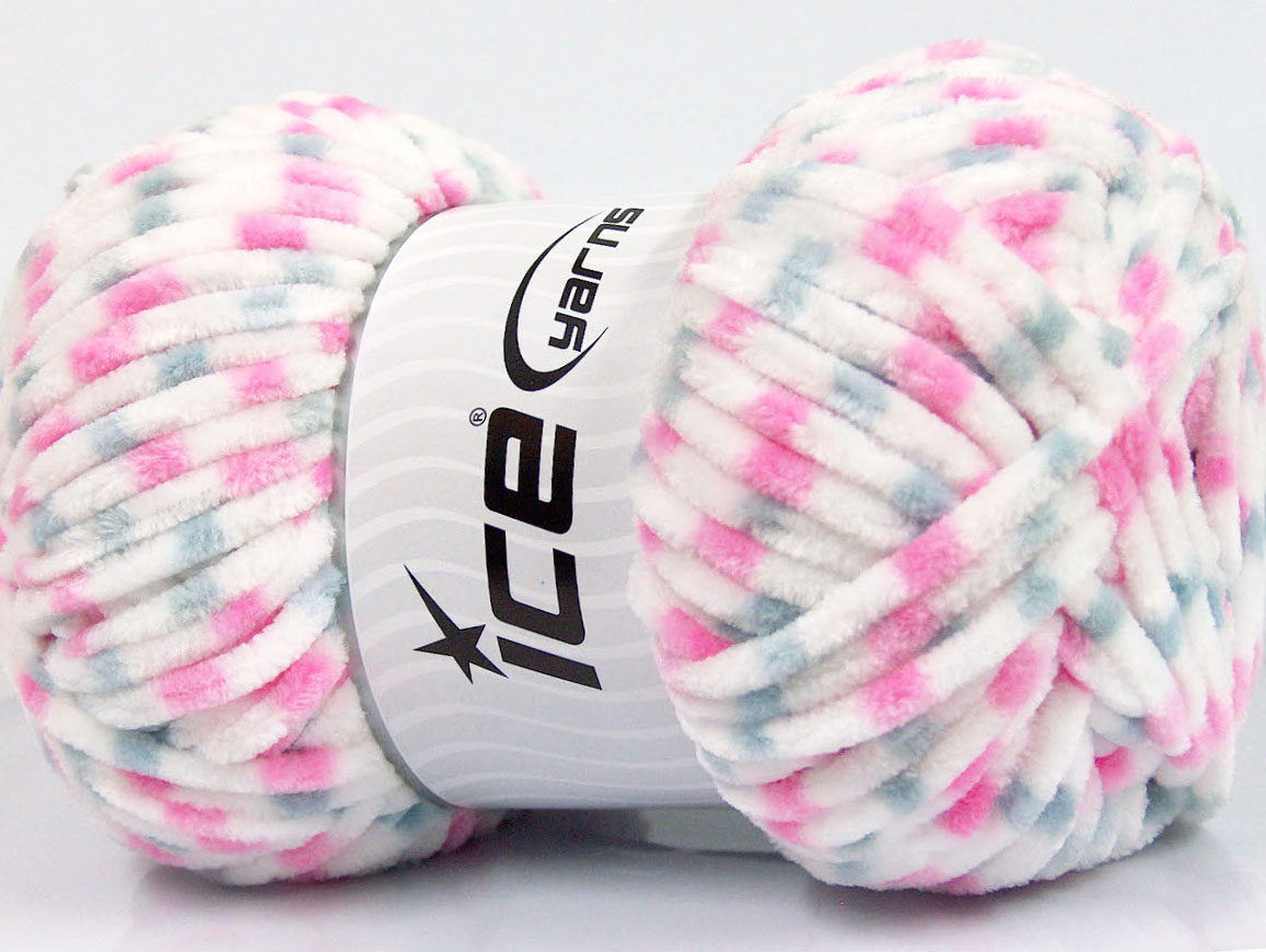 Roze|Wit|Licht Grijs Chenille Yarns 4x100gr