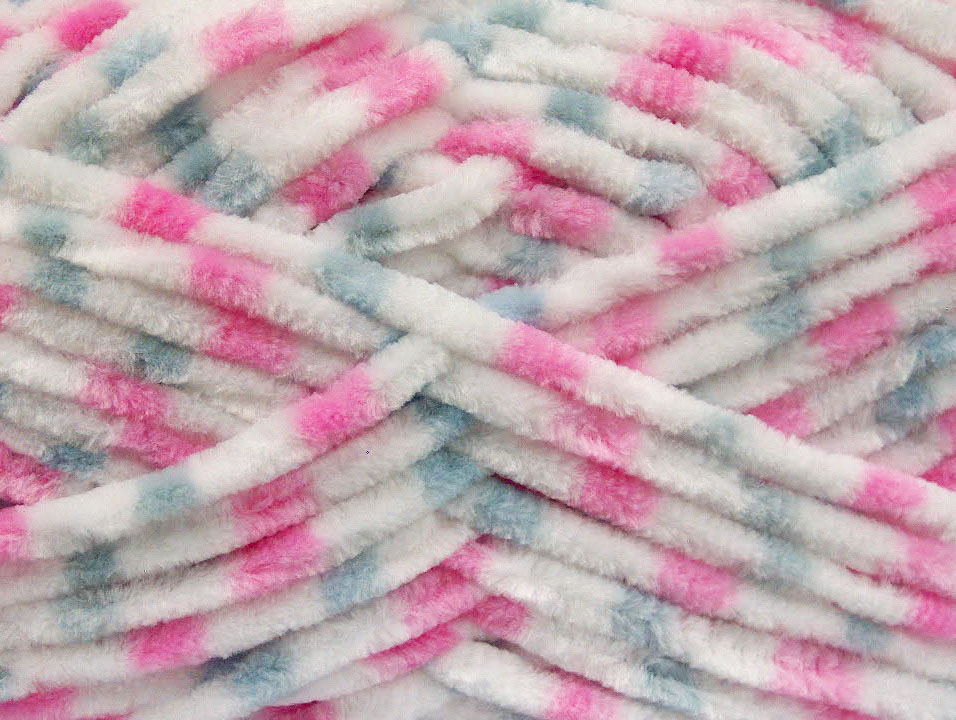 Roze|Wit|Licht Grijs Chenille Yarns 4x100gr