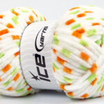 Groen|Wit|Oranje Chenille Yarns 4x100gr