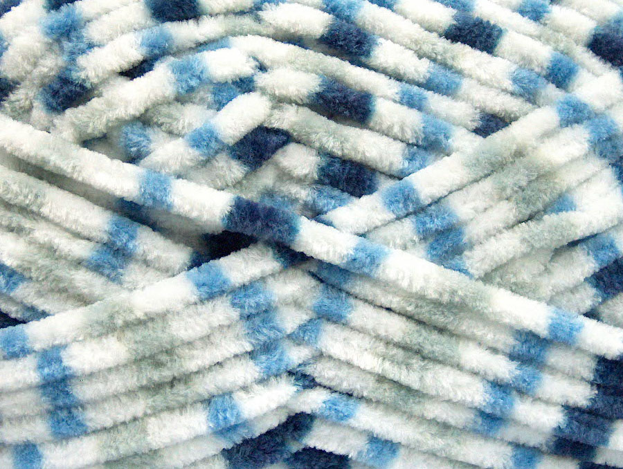 Wit|Grijs|Blauw Tinten Chenille Yarns 4x100gr