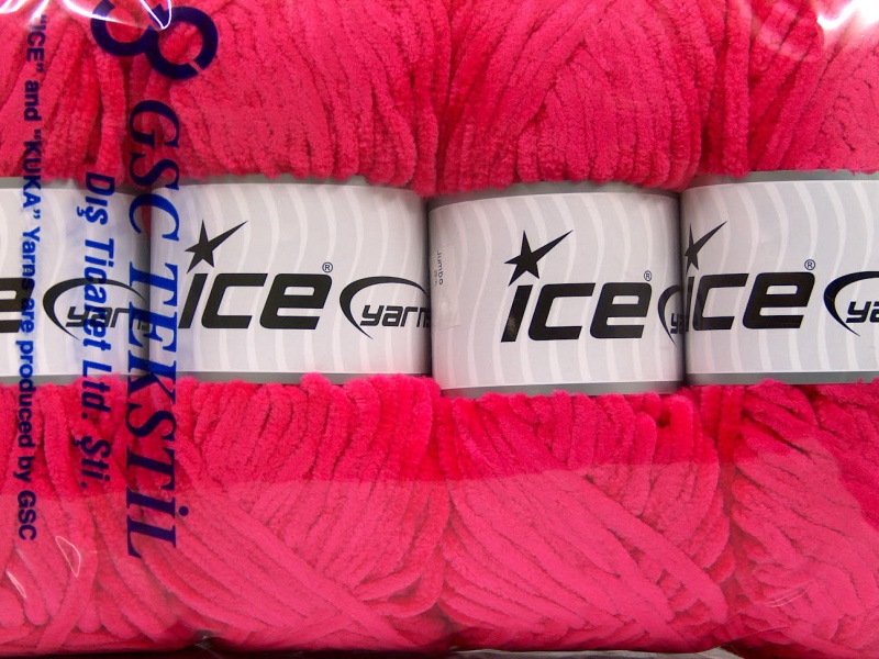 Fuchsia Rood Chenille Yarns 4x100gr