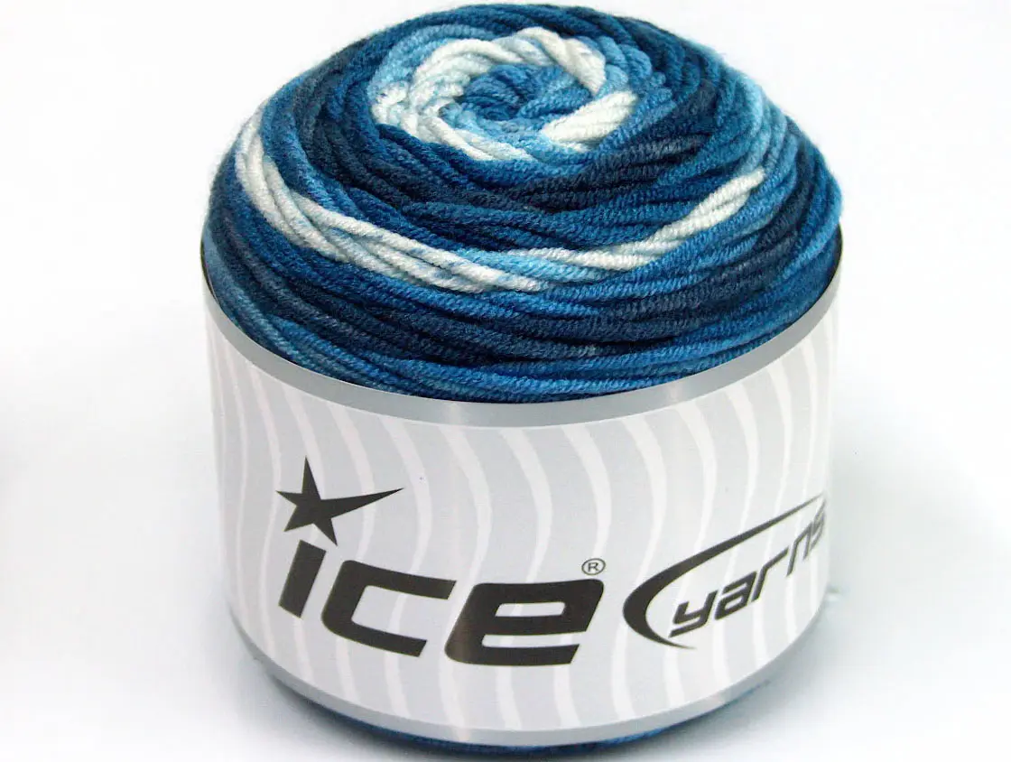 Acryl Breigaren Zeeman Blauw|Wit Tinten Cakes Yarns Verloopgaren 3x100gr