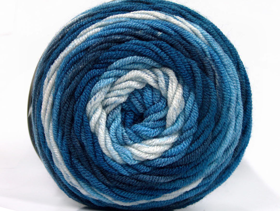 Acryl Breigaren Zeeman Blauw|Wit Tinten Cakes Yarns Verloopgaren 3x100gr