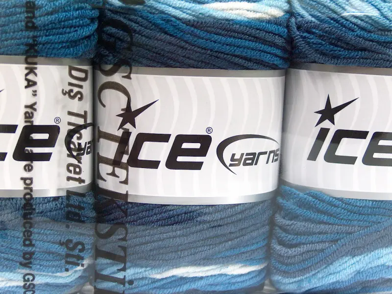 Acryl Breigaren Zeeman Blauw|Wit Tinten Cakes Yarns Verloopgaren 3x100gr