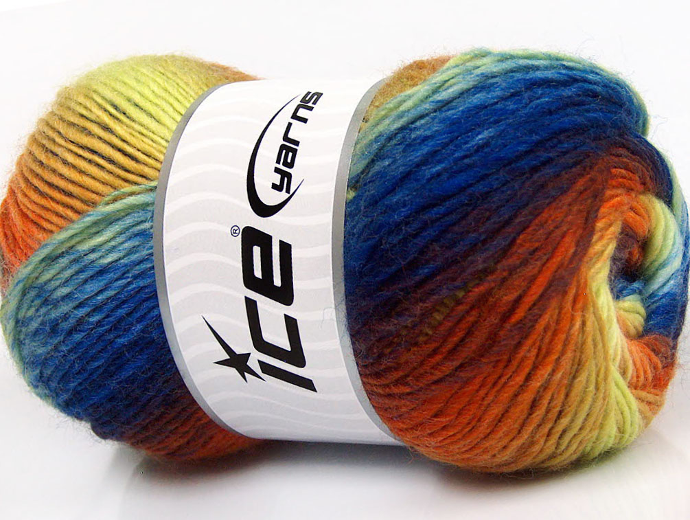 Oranje|Geel|Kastanjebruin|Blauw Tinten Herfst Winter Garens 4x100gr