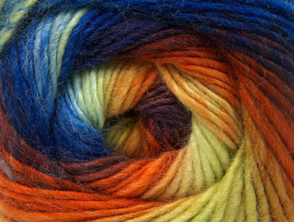 Oranje|Geel|Kastanjebruin|Blauw Tinten Herfst Winter Garens 4x100gr