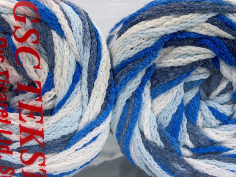 Wit|Marineblauw|Blauw Tinten Cakes Yarns 2x150gr