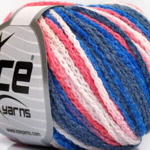 Wit|Zalm|Blauw Tinten Zelfstrepende Garens 8x50gr