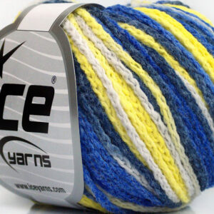 Wit|Geel|Blauw Tinten Zelfstrepende Garens 8x50gr