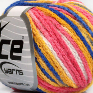 Roze|Blauw|Wit|Goud Zelfstrepende Garens 8x50gr