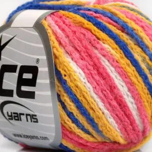 Roze|Blauw|Wit|Goud Zelfstrepende Garens 8x50gr
