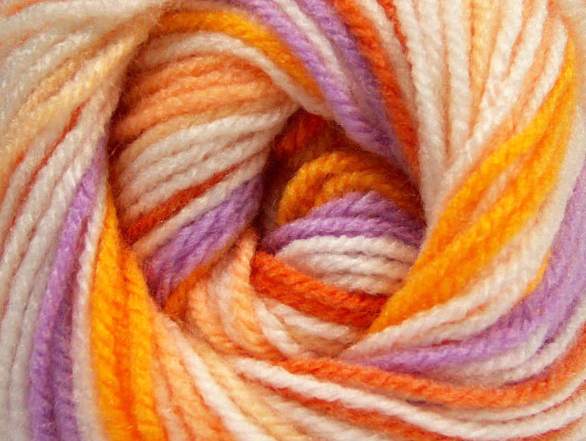 Wit|Lila|Oranje tinten Zelfstrepende Garens 4x100gr