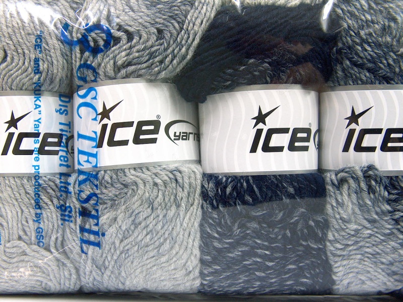 Grijs|Marineblauw Herfst Winter Garens 4x100gr