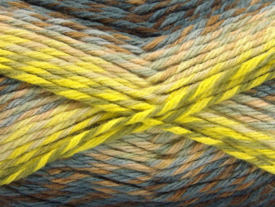 Bruin Tinten|Khaki|Grijs Tinten|Neon groen Zelfstrepende Garens 4x100gr