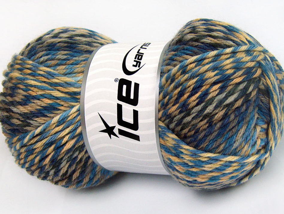 Crème|Grijs|Kameel|Blauw Tinten|Beige Zelfstrepende Garens 4x100gr