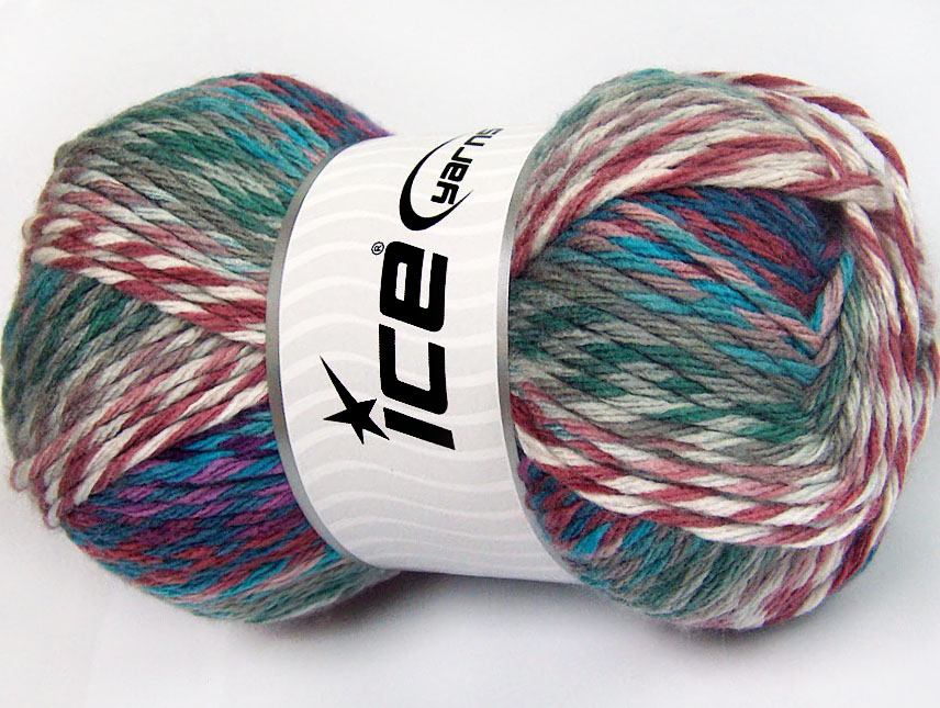 Wit|Turkoois|Grijs|Orchidee|Khaki Zelfstrepende Garens 4x100gr