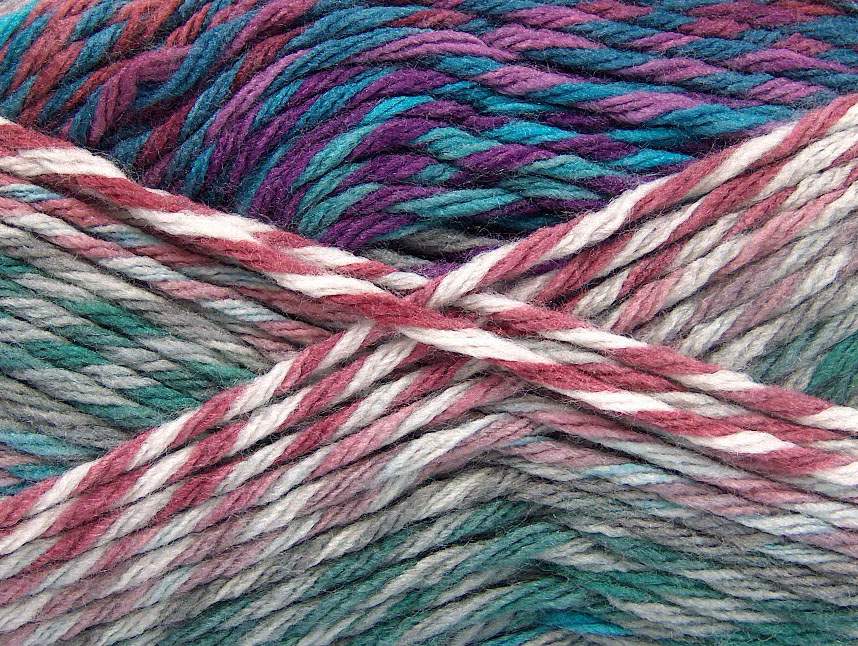 Wit|Turkoois|Grijs|Orchidee|Khaki Zelfstrepende Garens 4x100gr