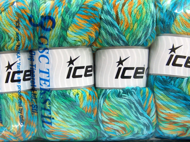 Turkoois|Bruin Tinten|Groen Tinten Zelfstrepende Garens 4x100gr