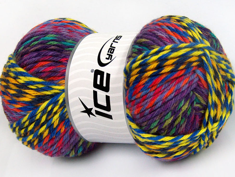Blauw|Lila|Oranje|Geel|Groen Tinten Zelfstrepende Garens 4x100gr
