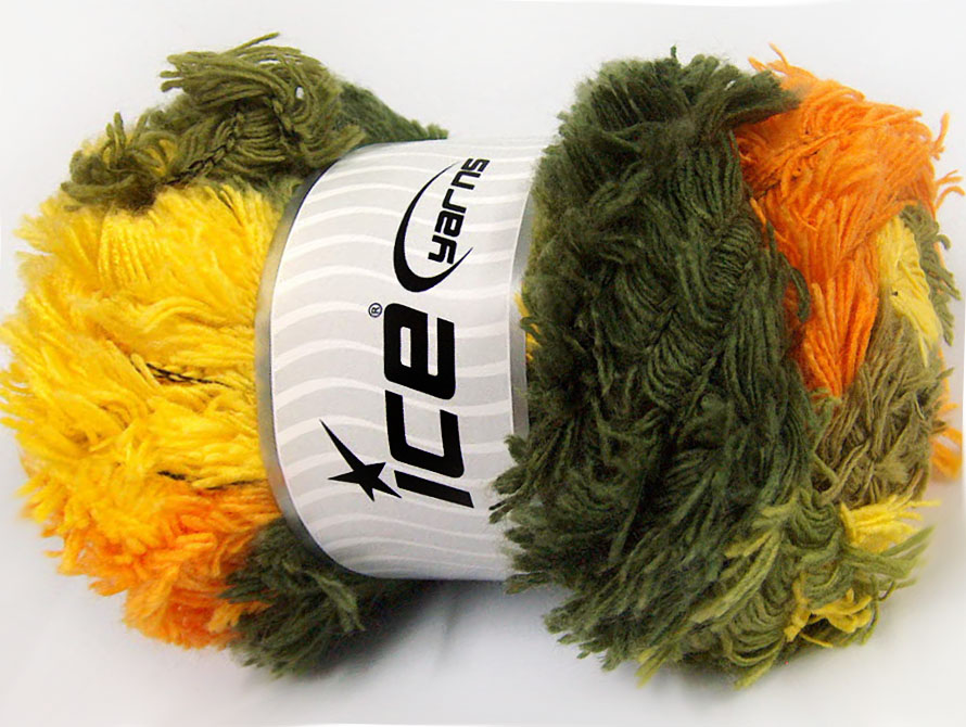 Oranje|Geel|Goud|Groen Tinten Eyelash Yarns 4x100gr