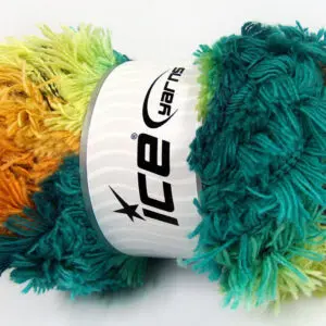 Oranje|Goud|Kameel|Licht Groen|Turkoois tinten Eyelash Yarns 4x100gr