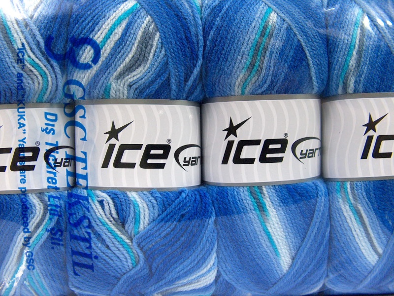 Turkoois|Licht Grijs|Blauw Tinten Baby Garens 4x100gr