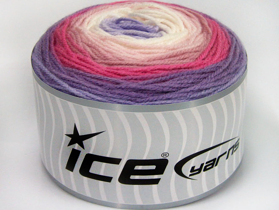 Wit|Lila tinten|Roze tinten Cakes Yarns 3x100gr