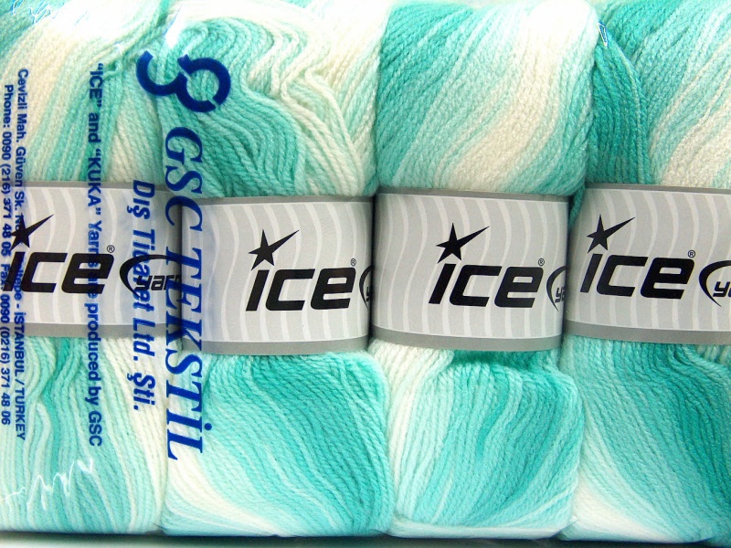 Wit|Mint Groen Baby Garens 4x100gr