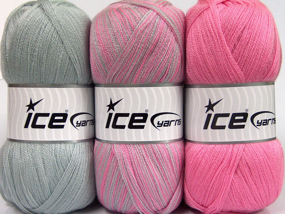 Roze|Grijs Baby Garens 3x100gr