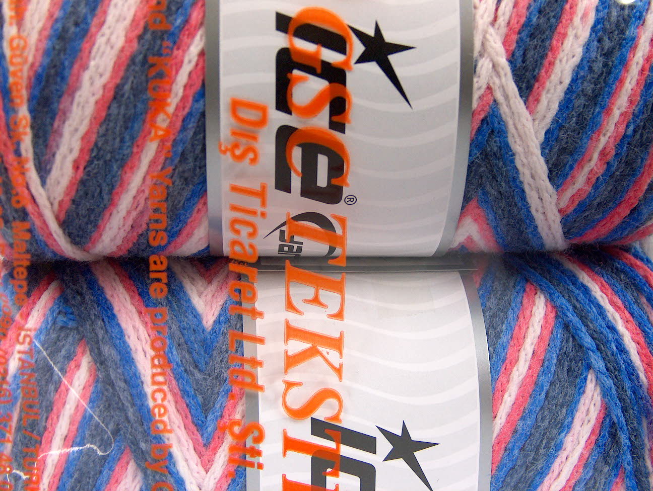 Wit|Zalm|Blauw Tinten Zelfstrepende Garens 2x200gr