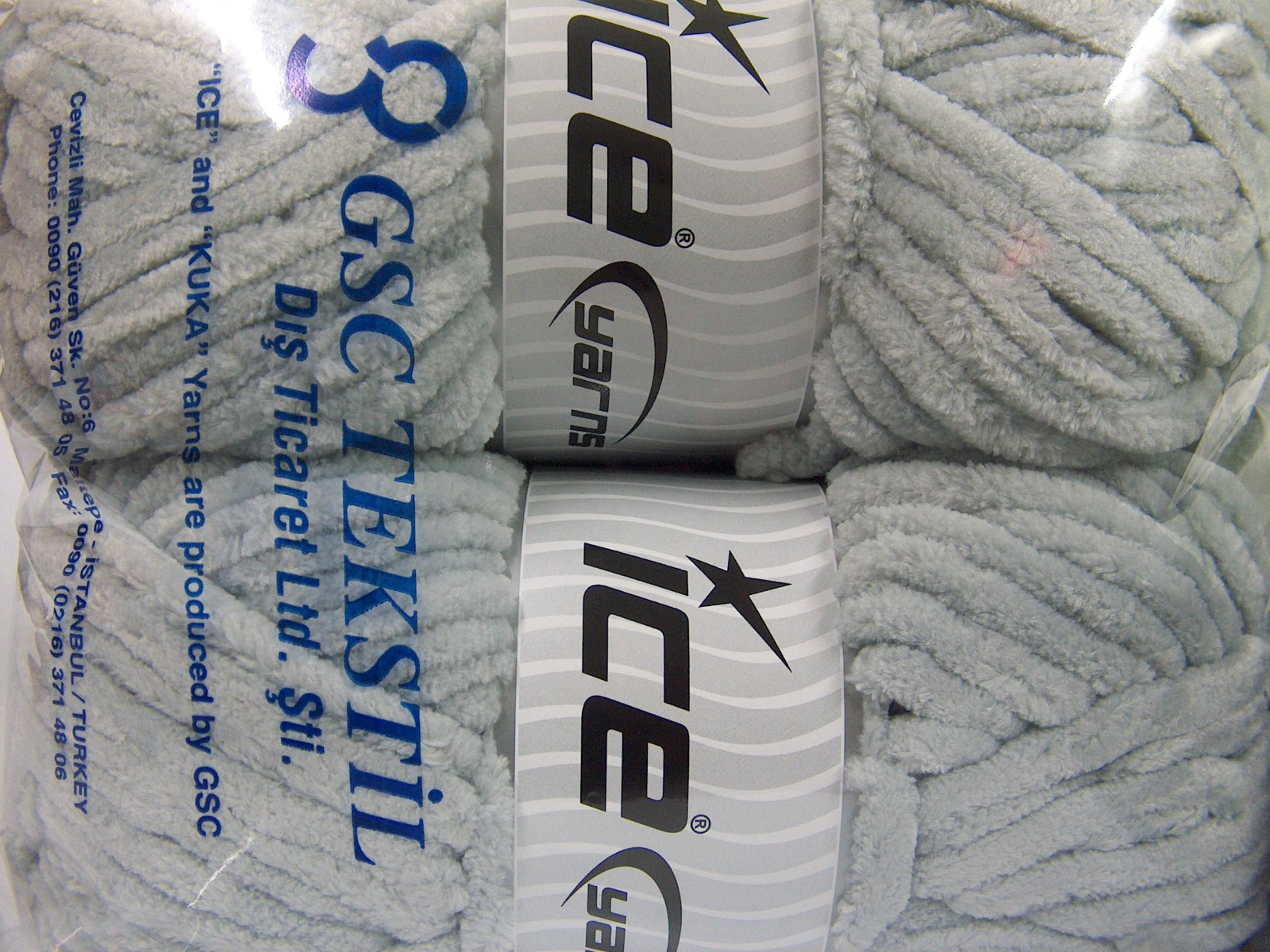 Licht Grijs Dik Chenille Garen 2x200gr