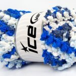 Wit|Blauw Tinten Boucle – Paillette – PomPom Yarns 4x100gr