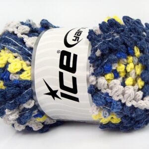 Blauw|Marineblauw|Beige|Neon groen Boucle – Paillette – PomPom Yarns 4x100gr
