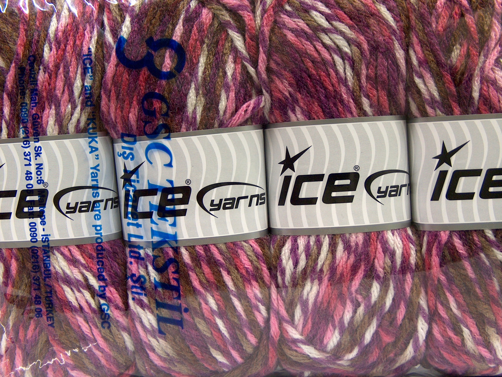 Bruin|Roze|Wit|Paars Closeout Yarns 4x100gr