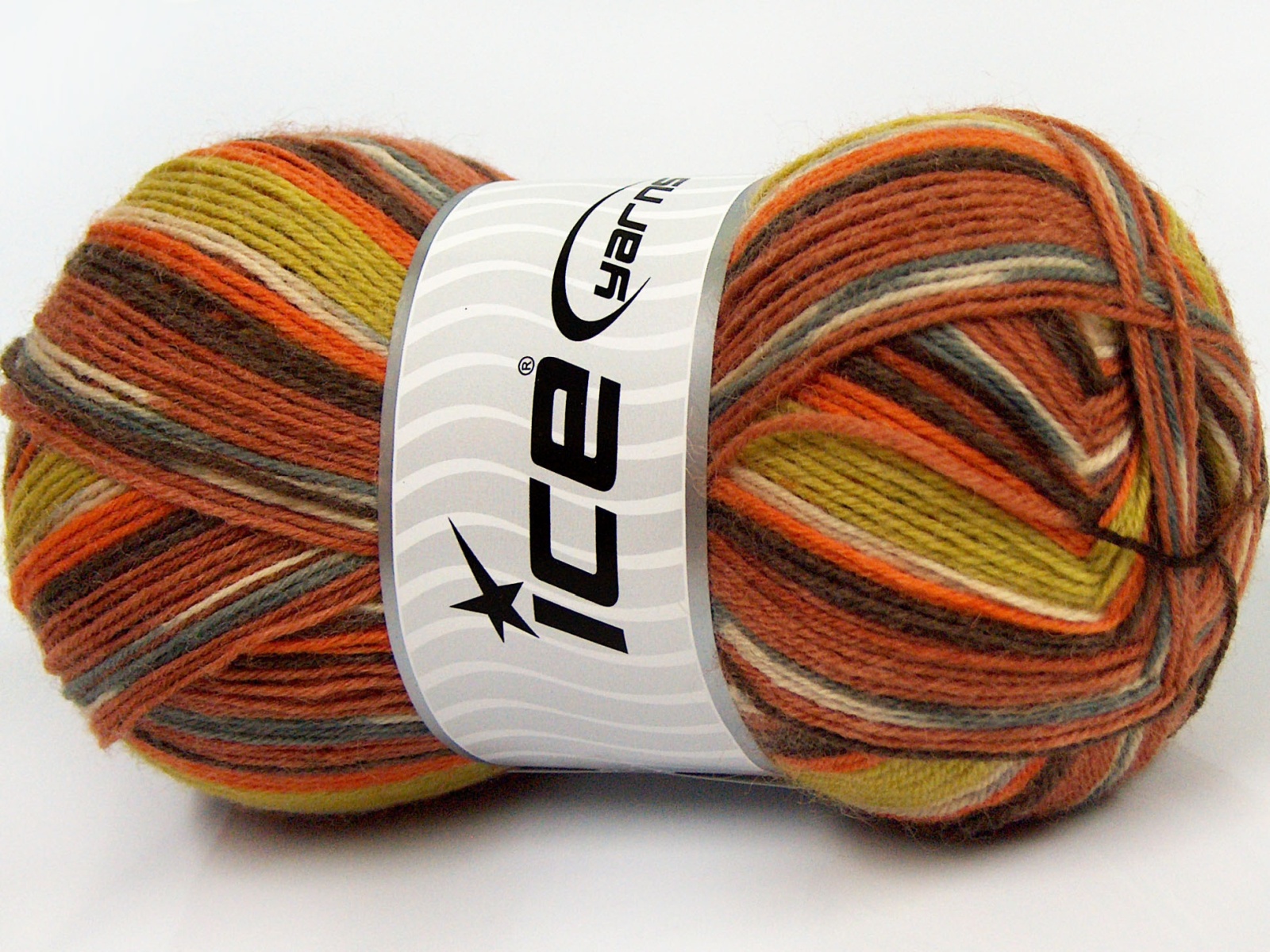 Groen|Crème|Oranje|Grijs|Koper Sokkengarens 4x100gr