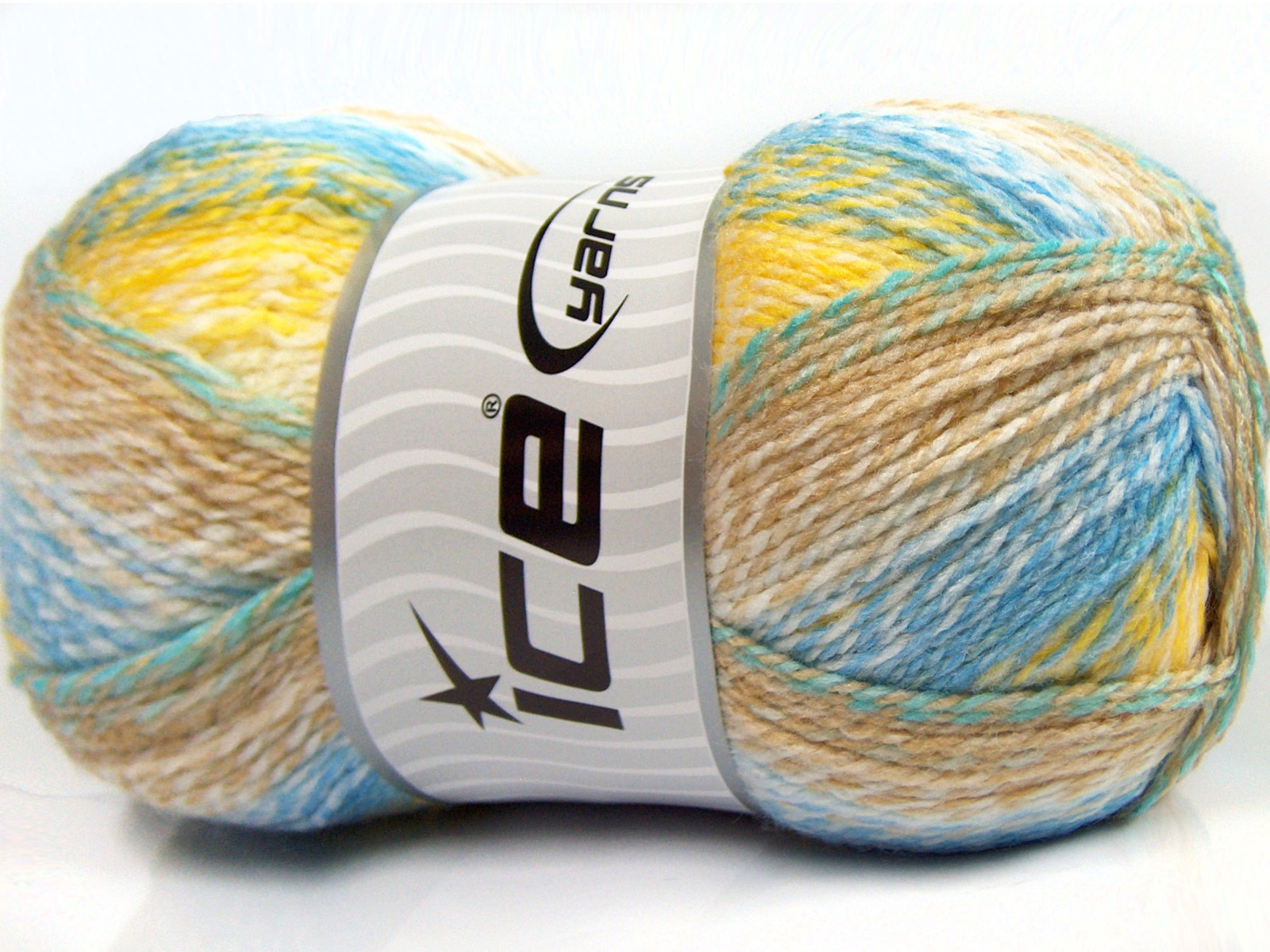 Groen|Blauw|Wit|Geel|Kameel Zelfstrepende Garens 2x200gr