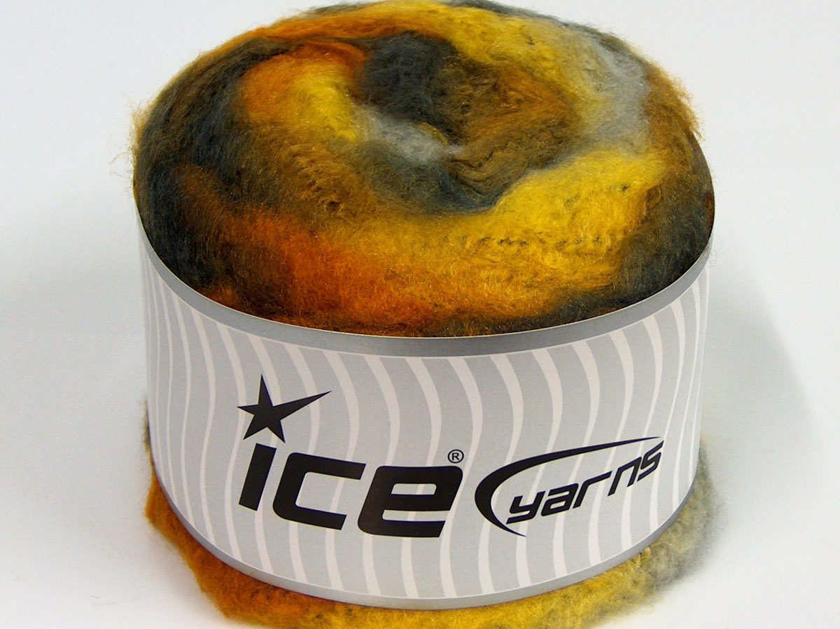 Fluffy acryl wol Geel|Koper|Grijs Tinten Cakes Yarns 2x150gr