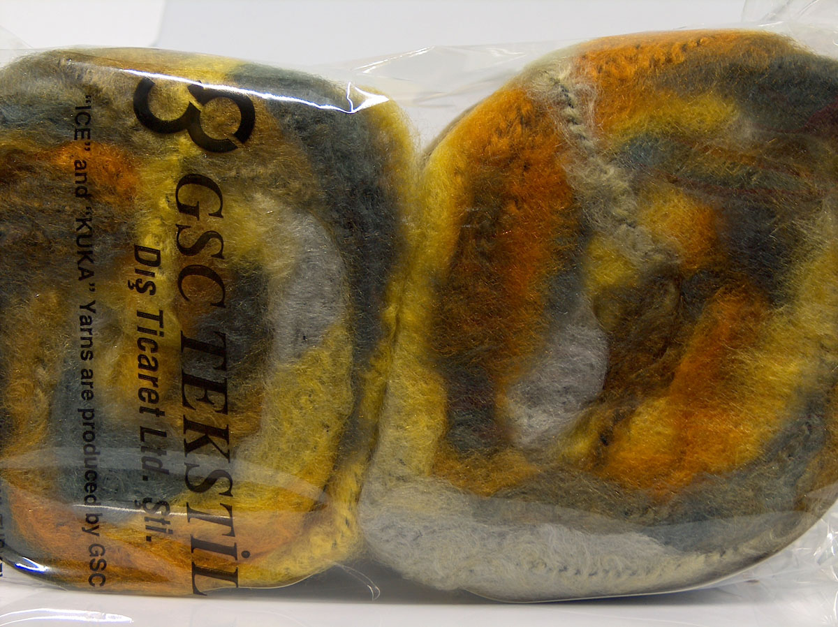 Fluffy acryl wol Geel|Koper|Grijs Tinten Cakes Yarns 2x150gr